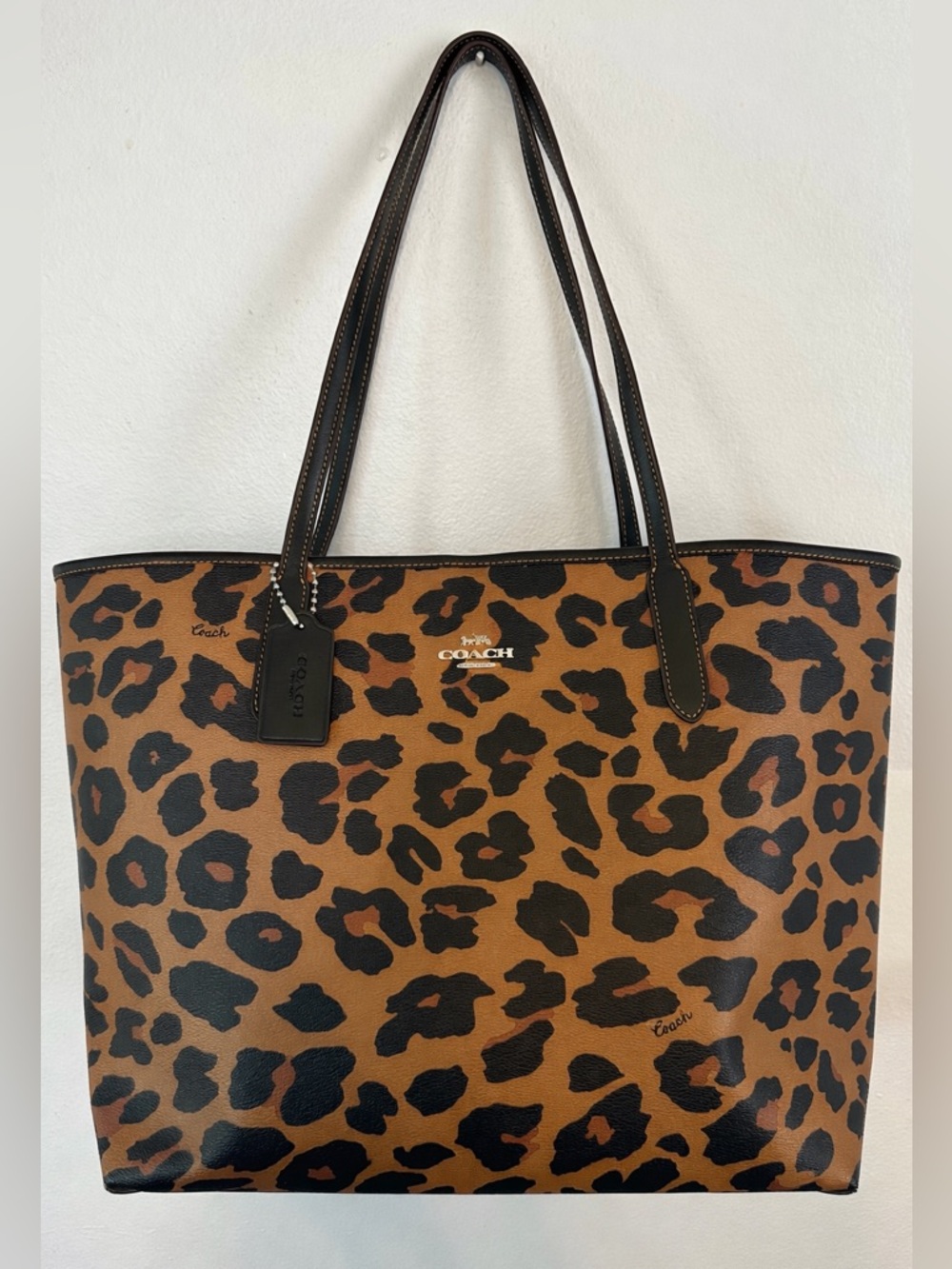 COACH Leopard-Print Tote in Brown and Black